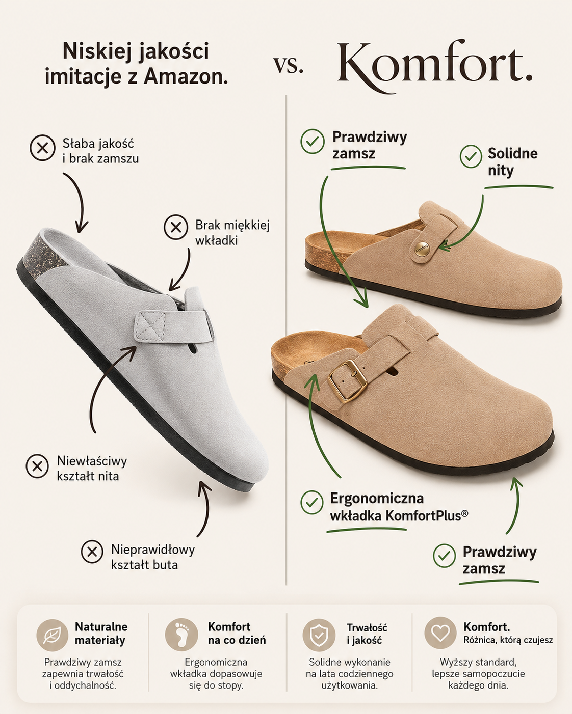 Zamszowe Klapki Premium Komfort